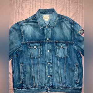 MEN’S POLO RALPH LUREN JEAN JACKET WITH AMERICAN FLAG BATCH SIZE XXL COLOR BLUE